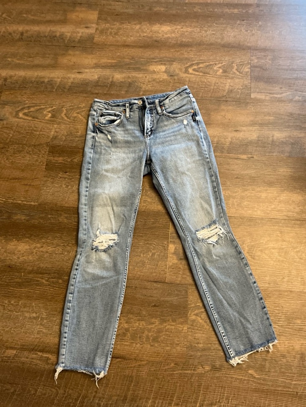 Silver Jeans Light Blue Skinny Distressed Jeans